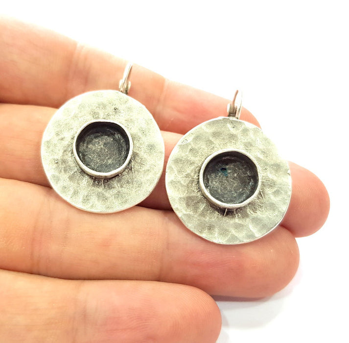 Earring Blank Base Settings Silver Resin Blank Cabochon Base inlay Blank Mountings Antique Silver Plated Brass (10mm blank) 1 Set  G14500