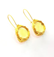 Earring Blank Base Settings Gold Resin Blank Cabochon Bases inlay Blank Mountings Gold Plated Brass (15mm blank) 1 Set  G14501