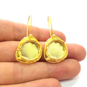 Earring Blank Base Settings Gold Resin Blank Cabochon Bases inlay Blank Mountings Gold Plated Brass (15mm blank) 1 Set  G14501
