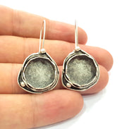 Earring Blank Base Settings Silver Resin Blank Cabochon Base inlay Blank Mountings Antique Silver Plated Brass (15mm blank) 1 Set  G14502