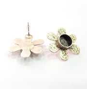 Earring Blank Base Settings Silver Resin Blank Cabochon Base inlay Blank Mountings Antique Silver Plated Brass (10mm blank) 1 Set  G14504