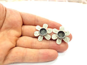 Earring Blank Base Settings Silver Resin Blank Cabochon Base inlay Blank Mountings Antique Silver Plated Brass (10mm blank) 1 Set  G14504