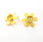 Earring Blank Base Settings Gold Resin Blank Cabochon Bases inlay Blank Mountings Matte Gold Plated Brass (10mm blank) 1 Set  G14506