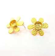 Earring Blank Base Settings Gold Resin Blank Cabochon Bases inlay Blank Mountings Matte Gold Plated Brass (10mm blank) 1 Set  G14506