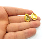 Earring Blank Base Settings Gold Resin Blank Cabochon Bases inlay Blank Mountings Gold Plated Brass (14x10mm blank) 1 Set  G14509