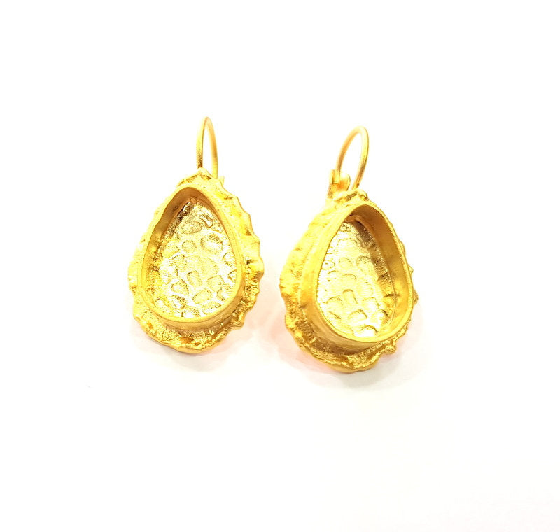 Earring Blank Base Settings Gold Resin Blank Cabochon Bases inlay Blank Mountings Gold Plated Brass (14x10mm blank) 1 Set  G14514
