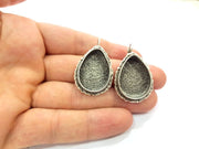 Earring Blank Base Settings Silver Resin Blank Cabochon Base inlay Blank Mountings Antique Silver Plated Brass (25x18mm blank) 1 Set  G14517
