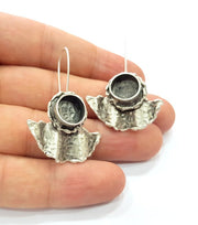 Earring Blank Base Settings Silver Resin Blank Cabochon Base inlay Blank Mountings Antique Silver Plated Brass (10mm blank) 1 Set  G14519