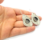 Earring Blank Base Settings Silver Resin Blank Cabochon Base inlay Blank Mountings Antique Silver Plated Brass (14x10mm blank) 1 Set  G14520