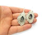 Earring Blank Base Settings Silver Resin Blank Cabochon Base inlay Blank Mountings Antique Silver Plated Brass (14x10mm blank) 1 Set  G14520