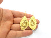 Earring Blank Base Settings Gold Resin Blank Cabochon Bases inlay Blank Mountings Gold Plated Brass (14x10mm blank) 1 Set  G14521