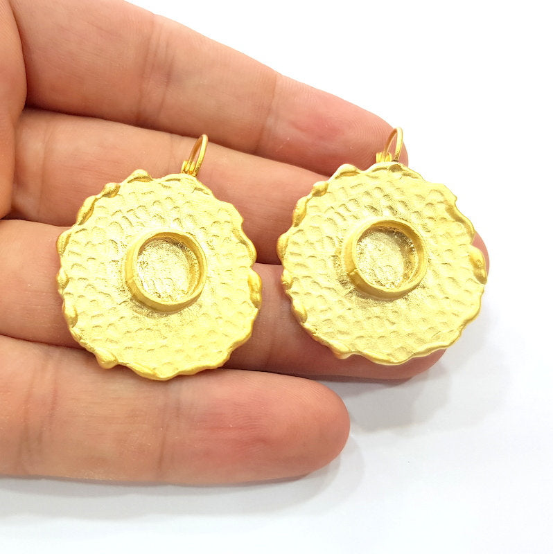 Earring Blank Base Settings Gold Resin Blank Cabochon Bases inlay Blank Mountings Gold Plated Brass (10mm blank) 1 Set  G14522