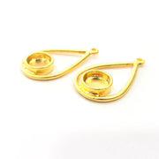 2 Gold Pendant Blank Gold Pendant Gold Plated Metal (8mm blank)  G14524