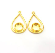 2 Gold Pendant Blank Gold Pendant Gold Plated Metal (8mm blank)  G14524