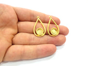 2 Gold Pendant Blank Gold Pendant Gold Plated Metal (8mm blank)  G14524