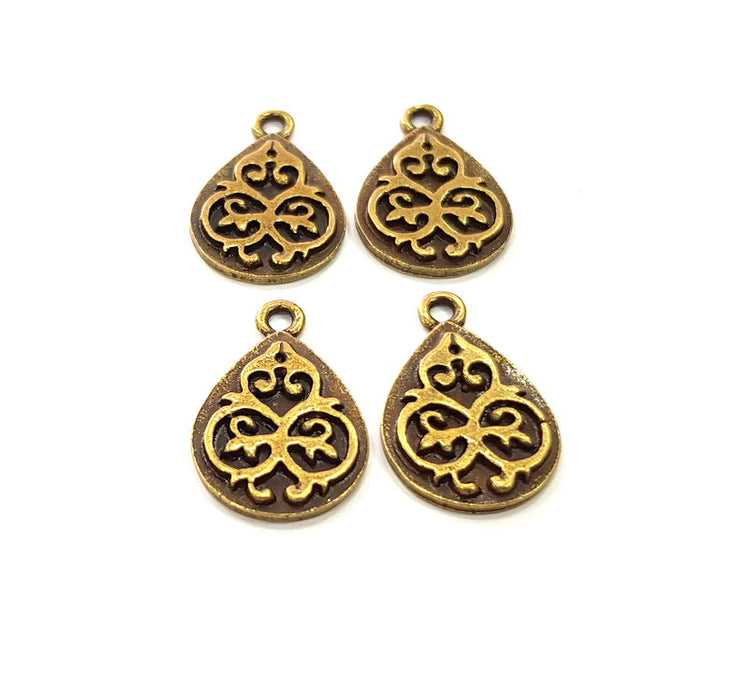 6 Drop Charm Antique Bronze Charm Antique Bronze Plated Metal  (22x14mm) G14526