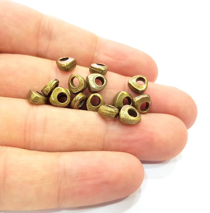 20 Antique Bronze Beads 7 mm Antique Bronze Plated Metal  G14530