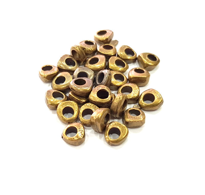20 Antique Bronze Beads 7 mm Antique Bronze Plated Metal  G14530