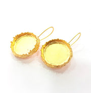 Earring Blank Base Settings Gold Resin Blank Cabochon Bases inlay Blank Mountings Gold Plated Brass (25mm blank) 1 Set  G14533
