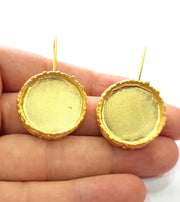 Earring Blank Base Settings Gold Resin Blank Cabochon Bases inlay Blank Mountings Gold Plated Brass (25mm blank) 1 Set  G14533