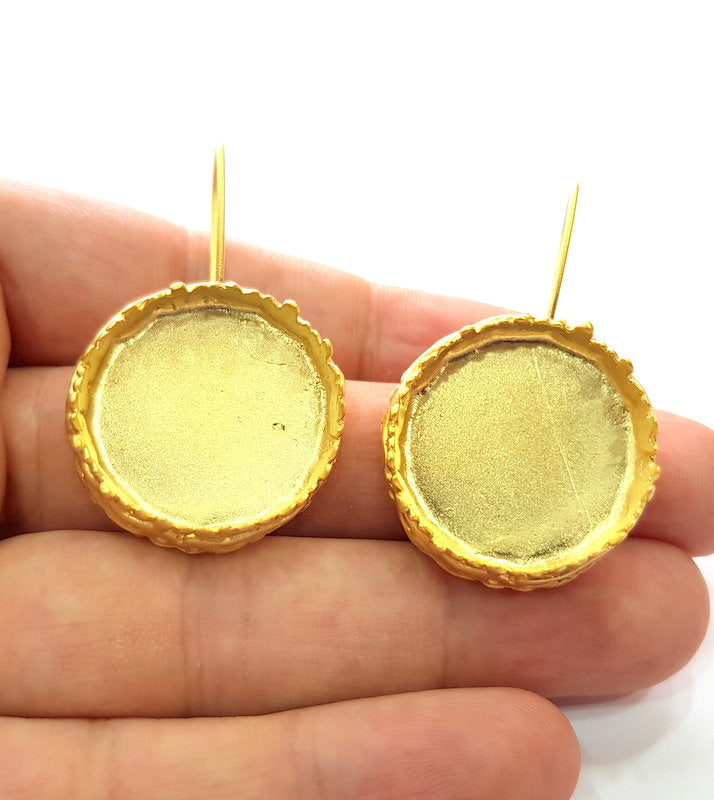 Earring Blank Base Settings Gold Resin Blank Cabochon Bases inlay Blank Mountings Gold Plated Brass (25mm blank) 1 Set  G14533