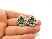 Earring Blank Base Settings Silver Resin Blank Cabochon Base inlay Blank Mountings Antique Silver Plated Brass (10mm blank) 1 Set  G14538