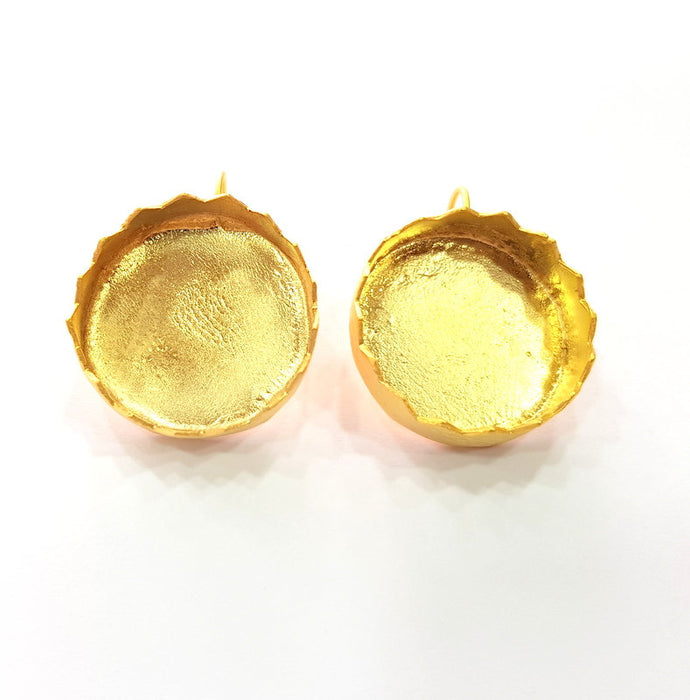 Earring Blank Base Settings Gold Resin Blank Cabochon Bases inlay Blank Mountings Gold Plated Brass (25mm blank) 1 Set  G14539