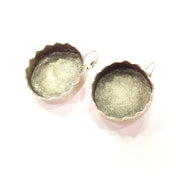 Earring Blank Base Settings Silver Resin Blank Cabochon Base inlay Blank Mountings Antique Silver Plated Brass (25mm blank) 1 Set  G14540