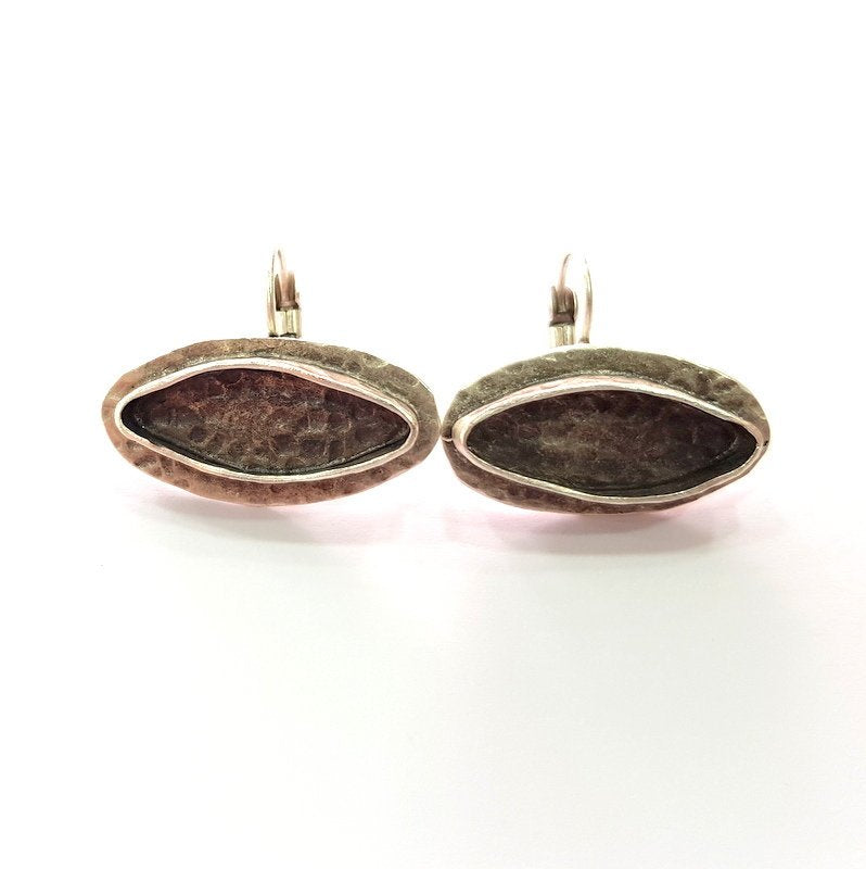 Earring Blank Base Settings Silver Resin Blank Cabochon Base inlay Blank Mountings Antique Silver Plated Brass (22x8mm blank) 1 Set  G14546