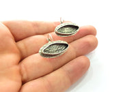 Earring Blank Base Settings Silver Resin Blank Cabochon Base inlay Blank Mountings Antique Silver Plated Brass (22x8mm blank) 1 Set  G14546