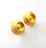 Earring Blank Base Settings Gold Resin Blank Cabochon Bases inlay Blank Mountings Gold Plated Brass (10mm blank) 1 Set  G14547