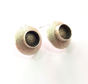 Earring Blank Base Settings Silver Resin Blank Cabochon Base inlay Blank Mountings Antique Silver Plated Brass (10mm blank) 1 Set  G14548