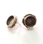 Earring Blank Base Settings Silver Resin Blank Cabochon Base inlay Blank Mountings Antique Silver Plated Brass (14mm blank) 1 Set  G14551