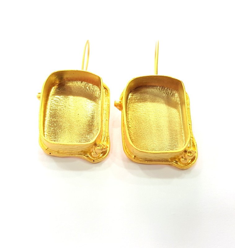 Earring Blank Base Settings Silver Resin Blank Cabochon Base inlay Blank Mountings Antique Silver Plated Brass (25x18mm blank) 1 Set  G14552