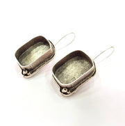 Earring Blank Base Settings Silver Resin Blank Cabochon Base inlay Blank Mountings Antique Silver Plated Brass (25x18mm blank) 1 Set  G14553