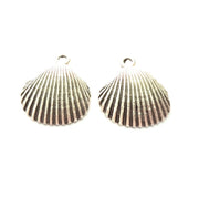 2 Oyster Charms Shell Charm Mussel Charms Sea Ocean Silver Charms Antique Silver Plated Metal (30x25mm) G14571