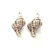 Oyster Charms Shell Charm Mussel Charms Sea Ocean Silver Charms Antique Silver Plated Metal (34x19mm) G14573