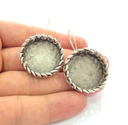 Earring Blank Base Settings Silver Resin Blank Cabochon Base inlay Blank Mountings Antique Silver Plated Brass (25mm blank) 1 Set  G14576