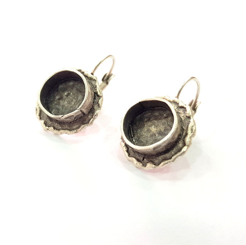 Earring Blank Base Settings Silver Resin Blank Cabochon Base inlay Blank Mountings Antique Silver Plated Brass (10mm blank) 1 Set  G14577