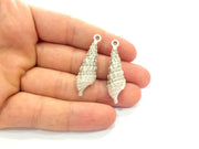 2 Oyster Charms Shell Charm Mussel Charms Sea Ocean Silver Charms Antique Silver Plated Metal (41x12mm) G14579