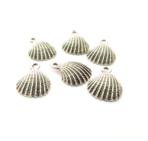 10 Oyster Charms Shell Charm Mussel Charms Sea Ocean Silver Charms Antique Silver Plated Metal (17x12mm) G14581