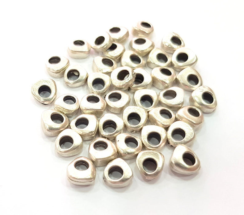 Silver Spacer Beads 8mm Antiqued Silver Plated Beads B7397 - 10