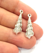 4 Oyster Charms Shell Charm Mussel Charms Sea Ocean Silver Charms Antique Silver Plated Metal (27x8mm) G14583