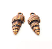 4 Oyster Charms Shell Charm Mussel Charms Sea Ocean Antique Copper Charm Antique Copper Plated Metal (30x12mm) G14587