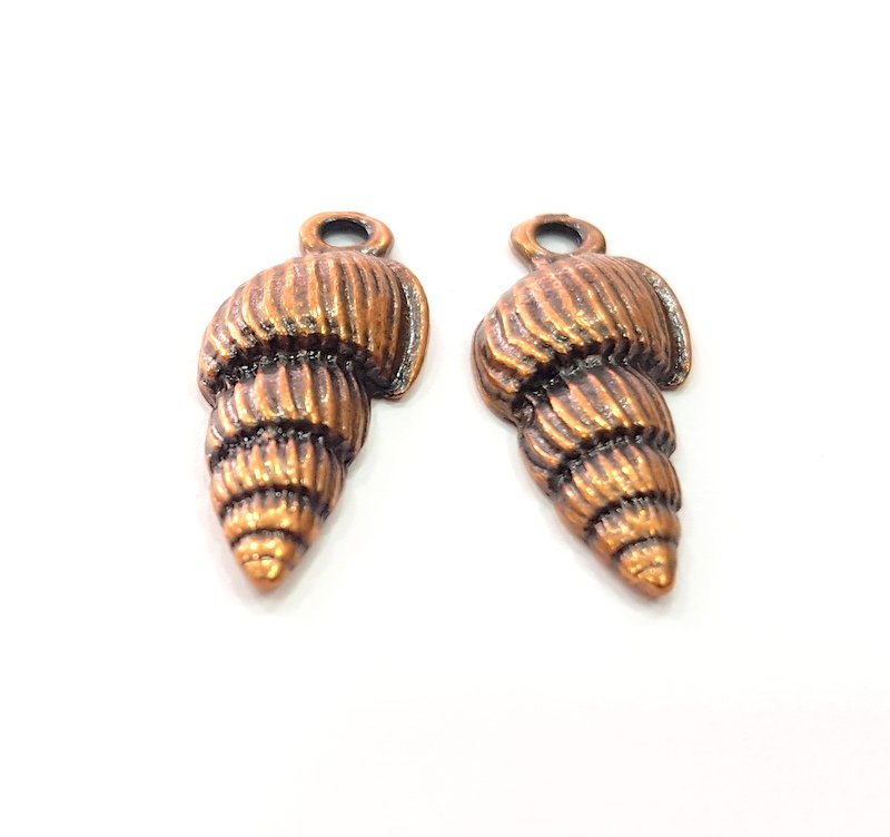 4 Oyster Charms Shell Charm Mussel Charms Sea Ocean Antique Copper Charm Antique Copper Plated Metal (30x12mm) G14587