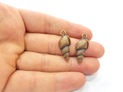 4 Oyster Charms Shell Charm Mussel Charms Sea Ocean Antique Copper Charm Antique Copper Plated Metal (30x12mm) G14587