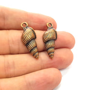 4 Oyster Charms Shell Charm Mussel Charms Sea Ocean Antique Copper Charm Antique Copper Plated Metal (30x12mm) G14587