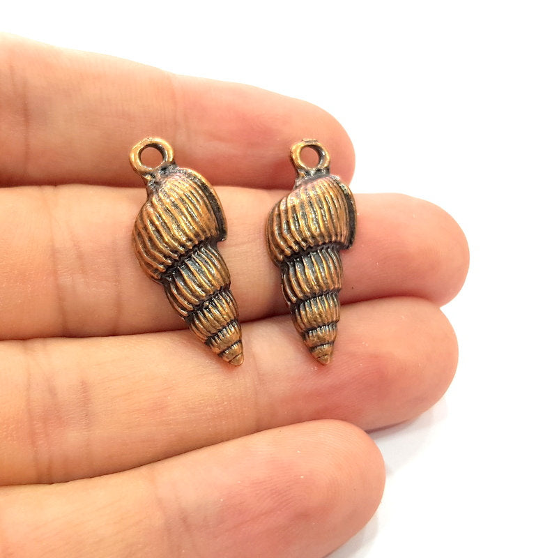 4 Oyster Charms Shell Charm Mussel Charms Sea Ocean Antique Copper Charm Antique Copper Plated Metal (30x12mm) G14587