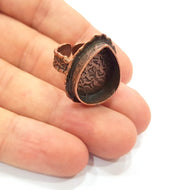Copper Ring Settings inlay Ring Blank Mosaic Ring Bezel Base Cabochon Mountings ( 20x15 mm blank) Antique Copper Plated Brass G14588