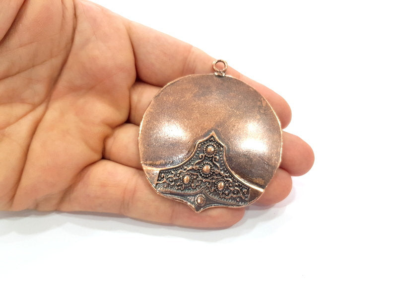 Copper Medallion Pendant Antique Copper Pendant Antique Copper Plated Metal ( 64x58 mm ) G14590
